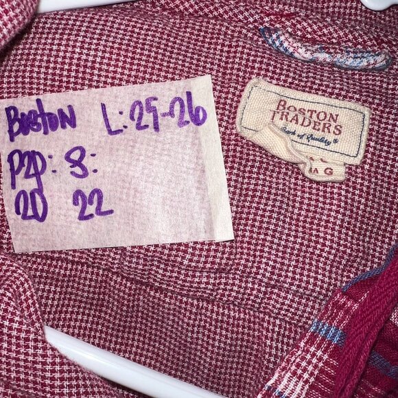 Boston Traders Plaid Hooded Button Shirt Men’s L | Maroon Flannel Casual - Picture 2 of 9